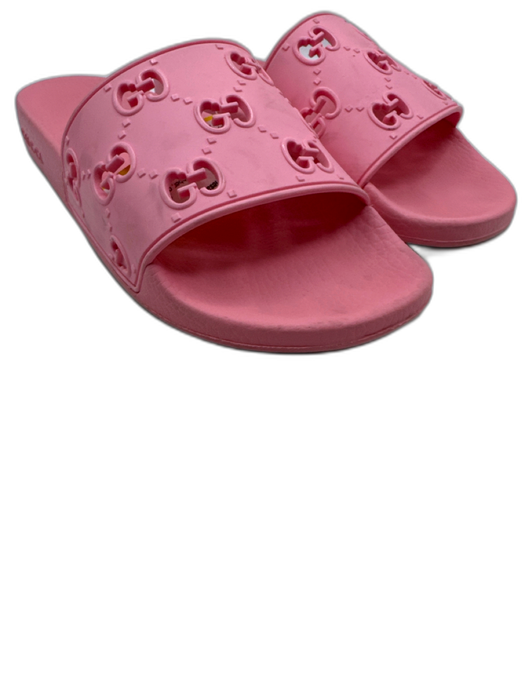 Gucci Shoe Size 41 Pink Rubber open toe GG Supreme Slide Sandals Pink / 41