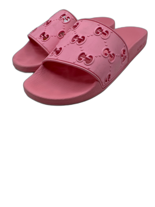 Gucci Shoe Size 41 Pink Rubber open toe GG Supreme Slide Sandals Pink / 41