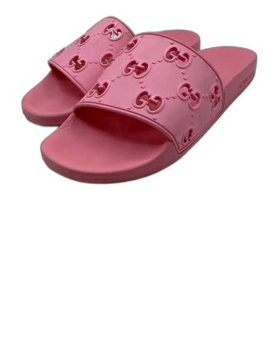 Gucci Shoe Size 41 Pink Rubber open toe GG Supreme Slide Sandals Pink / 41