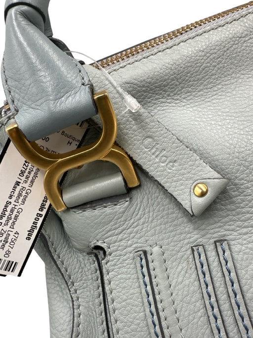 Chloe Seafoam Green Grained Leather Gold hardware Rolled Handles Zip Top Bag Seafoam Green / L