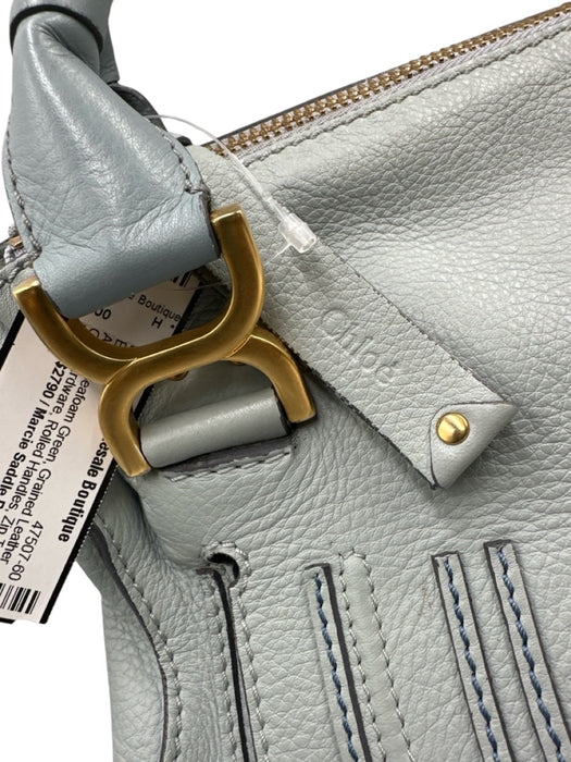 Chloe Seafoam Green Grained Leather Gold hardware Rolled Handles Zip Top Bag Seafoam Green / L