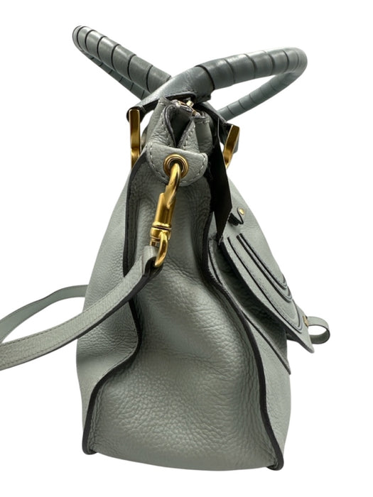 Chloe Seafoam Green Grained Leather Gold hardware Rolled Handles Zip Top Bag Seafoam Green / L