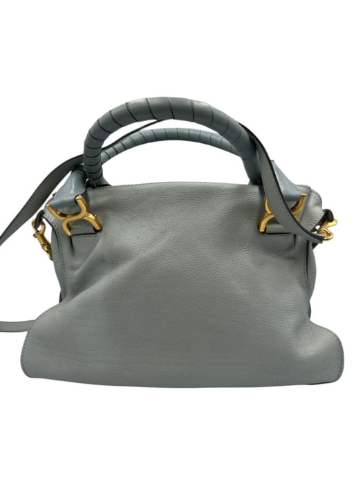 Chloe Seafoam Green Grained Leather Gold hardware Rolled Handles Zip Top Bag Seafoam Green / L