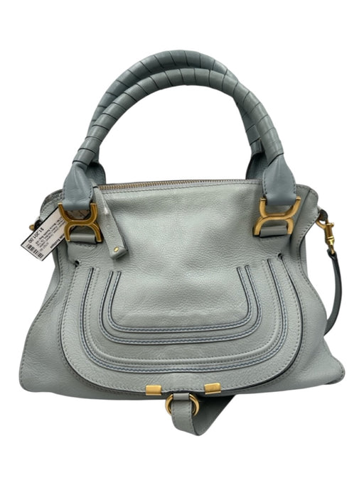 Chloe Seafoam Green Grained Leather Gold hardware Rolled Handles Zip Top Bag Seafoam Green / L