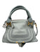 Chloe Seafoam Green Grained Leather Gold hardware Rolled Handles Zip Top Bag Seafoam Green / L