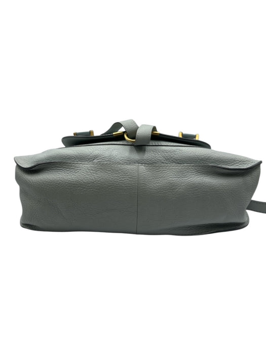 Chloe Seafoam Green Grained Leather Gold hardware Rolled Handles Zip Top Bag Seafoam Green / L