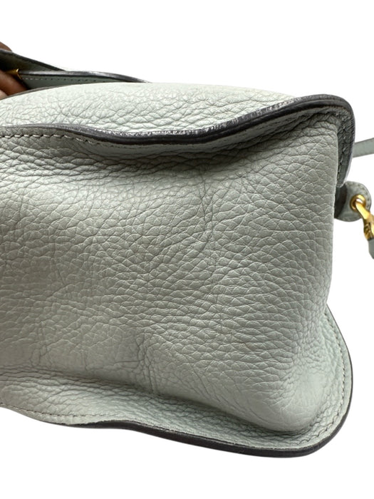 Chloe Seafoam Green Grained Leather Gold hardware Rolled Handles Zip Top Bag Seafoam Green / L
