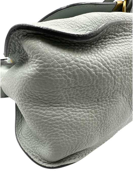Chloe Seafoam Green Grained Leather Gold hardware Rolled Handles Zip Top Bag Seafoam Green / L