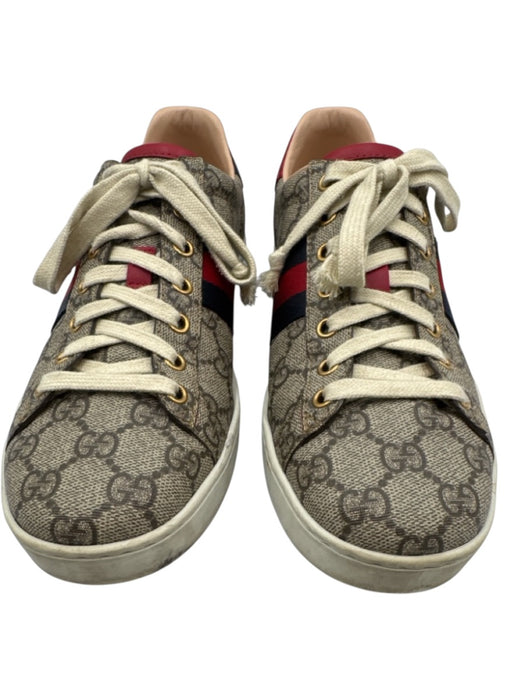 Gucci Shoe Size 40.5 Beige, Red, Blue Coated Canvas Low Top Guccissima Sneakers Beige, Red, Blue / 40.5
