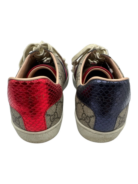 Gucci Shoe Size 40.5 Beige, Red, Blue Coated Canvas Low Top Guccissima Sneakers Beige, Red, Blue / 40.5
