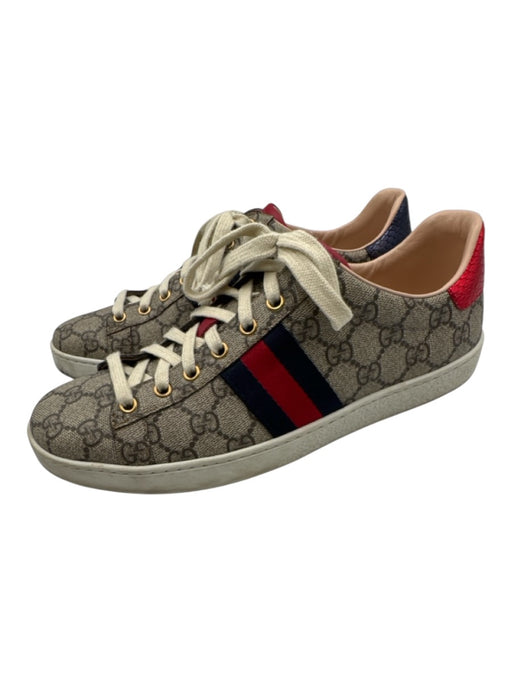 Gucci Shoe Size 40.5 Beige, Red, Blue Coated Canvas Low Top Guccissima Sneakers Beige, Red, Blue / 40.5