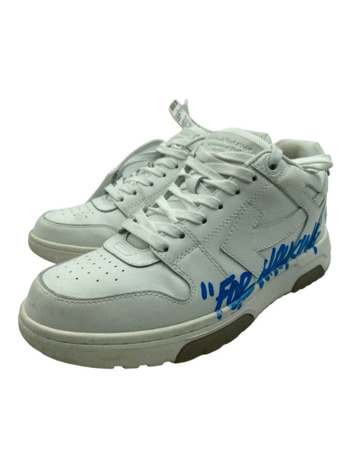 Off-White Shoe Size 39 White & Blue Leather Laces Text Arrow Sneakers White & Blue / 39