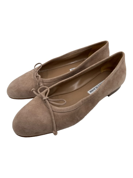 Manolo Blahnik Shoe Size 38 Gray Suede Bow detail Almond Toe Flats Gray / 38