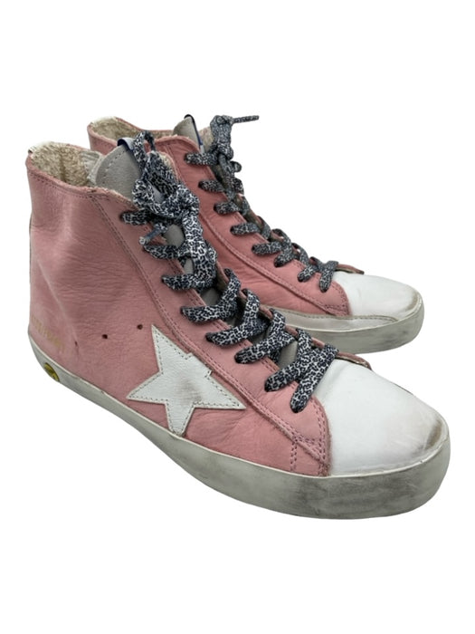 Golden Goose Shoe Size 36 Pink & White Suede Laces Colorblock High Top Sneakers Pink & White / 36