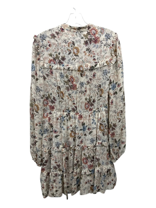 Veronica Beard Size 6 Beige, Purple, Multi Silk floral print Ruffle Detail Dress Beige, Purple, Multi / 6