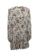 Veronica Beard Size 6 Beige, Purple, Multi Silk floral print Ruffle Detail Dress Beige, Purple, Multi / 6