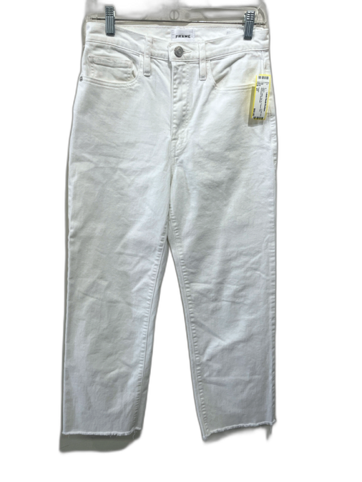 Frame Size 27 White Cotton Zip Fly Frayed Hem distressed Jeans White / 27