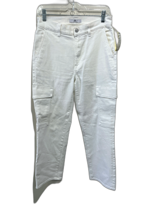7 For All Mankind Size 27 White Cotton Zip Fly Frayed Hem Cargo Jeans White / 27
