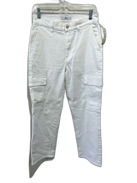 7 For All Mankind Size 27 White Cotton Zip Fly Frayed Hem Cargo Jeans White / 27