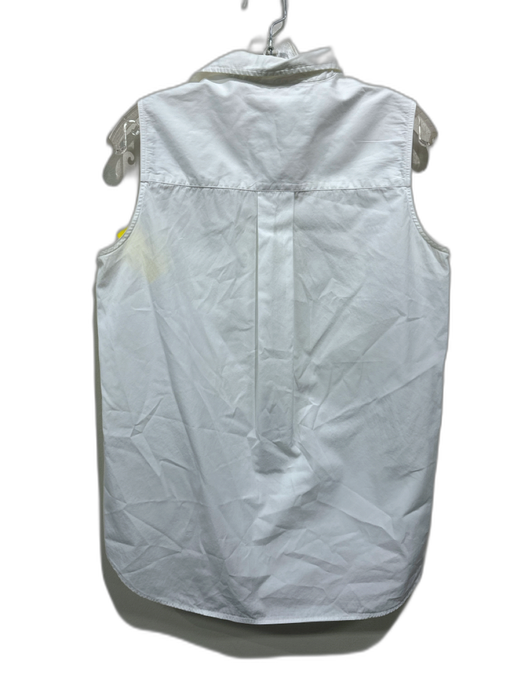 Frank & Eileen Size M White Cotton Sleeveless Button Front Chest Pocket Top White / M