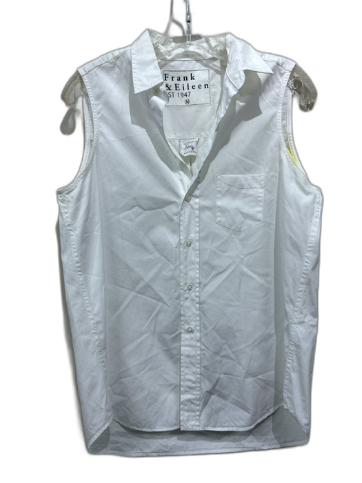 Frank & Eileen Size M White Cotton Sleeveless Button Front Chest Pocket Top White / M