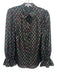 Milly Size M Black Polyester Clipped Dots Shimmer Semi Sheer Top Black / M