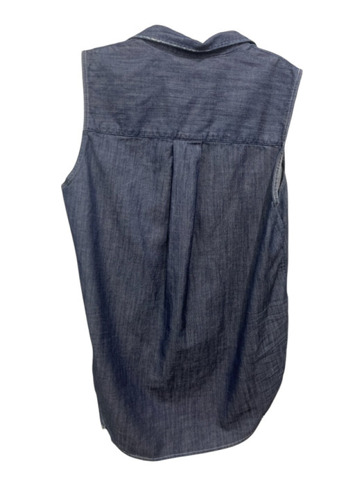 Frank & Eileen Size S Chambray Cotton Sleeveless Button Front Chest Pocket Top Chambray / S