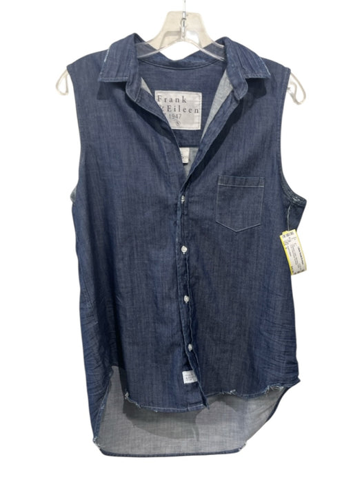 Frank & Eileen Size S Chambray Cotton Sleeveless Button Front Chest Pocket Top Chambray / S