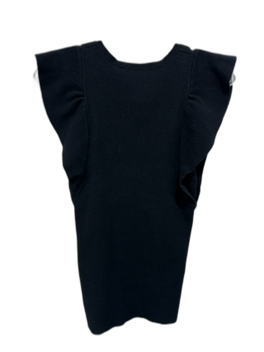 Marie Oliver Size S Black Viscose & Polyester Ribbed Ruffle Top Black / S