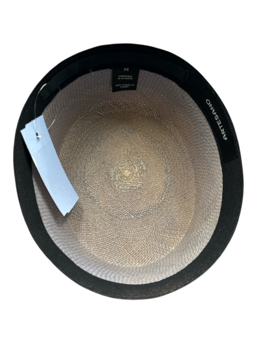 Artesano Blue & Beige Toquilla Straw Grosgrain Ribbon Detail wide brim Hat Blue & Beige / M