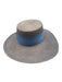 Artesano Blue & Beige Toquilla Straw Grosgrain Ribbon Detail wide brim Hat Blue & Beige / M