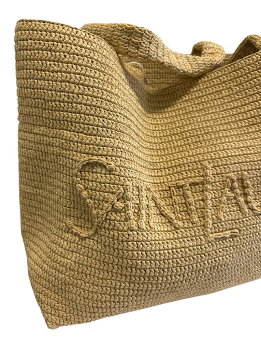 Saint Laurent Beige Raffia Leather trim Logo Tote Bag Beige / XL