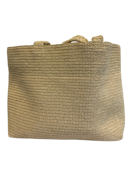 Saint Laurent Beige Raffia Leather trim Logo Tote Bag Beige / XL