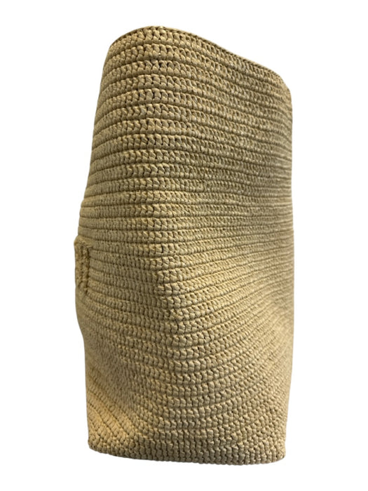 Saint Laurent Beige Raffia Leather trim Logo Tote Bag Beige / XL