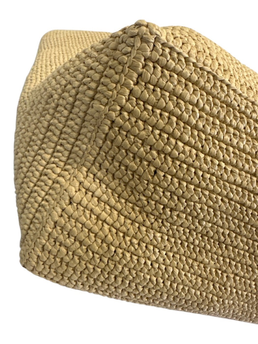 Saint Laurent Beige Raffia Leather trim Logo Tote Bag Beige / XL