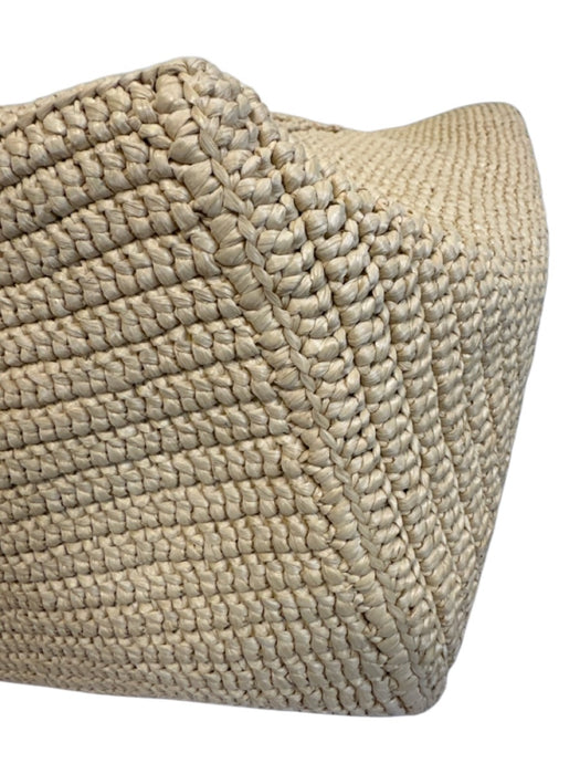 Saint Laurent Beige Raffia Leather trim Logo Tote Bag Beige / XL