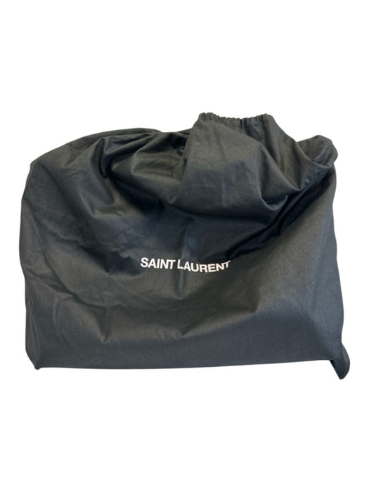 Saint Laurent Black Raffia Leather trim Logo Tote Bag Black / XL