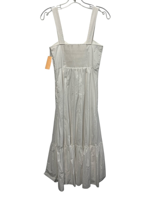 A.L.C. Size 4 White Cotton Shirred Back Ruched Front Sleeveless Midi Dress White / 4
