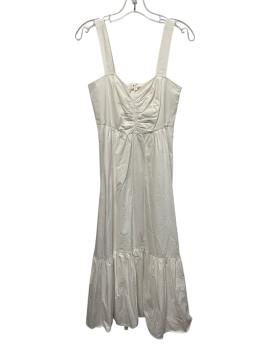 A.L.C. Size 4 White Cotton Shirred Back Ruched Front Sleeveless Midi Dress White / 4
