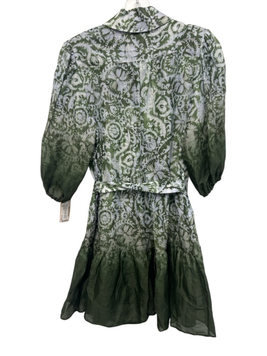 Christy Lynn Size XS Green & Blue Linen & Silk Abstract Paisley Mini Dress Green & Blue / XS