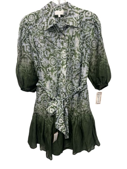 Christy Lynn Size XS Green & Blue Linen & Silk Abstract Paisley Mini Dress Green & Blue / XS