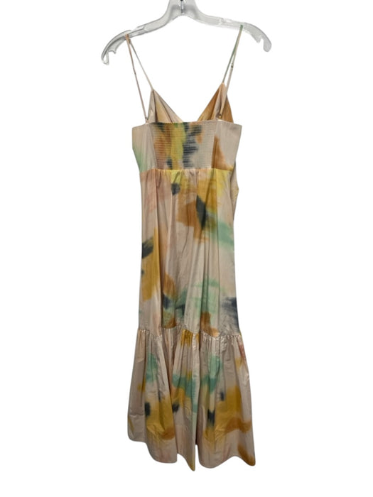 A.L.C. Size 6 Yellow, Green, Multi Polyester Blend Tie Dye Front Ruching Dress Yellow, Green, Multi / 6