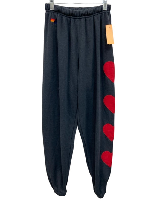 Aviator Nation Size S Dark Gray & Red Polyester Blend heart patch Sweatpants Dark Gray & Red / S