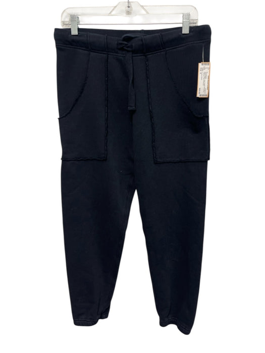 Frank & Eileen Size S Black Cotton Seam Detail Drawstring Tapered Sweatpants Black / S