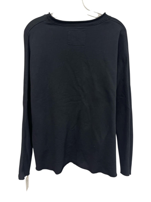 Frank & Eileen Size S Black Cotton Raw Edge Rolled Neck Sweatshirt Black / S