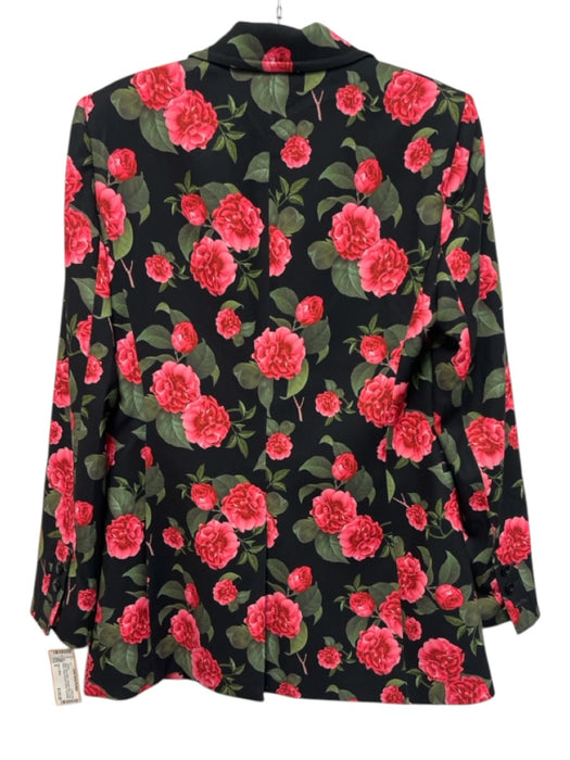 Alice + Olivia Size 8 Black, Red, Green Polyester Blend Rose Floral Jacket Black, Red, Green / 8