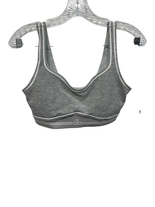 Alo Yoga Size S / XS Gray & White Polyester Blend V Neck Heathered Logo Pant Set Gray & White / S / XS