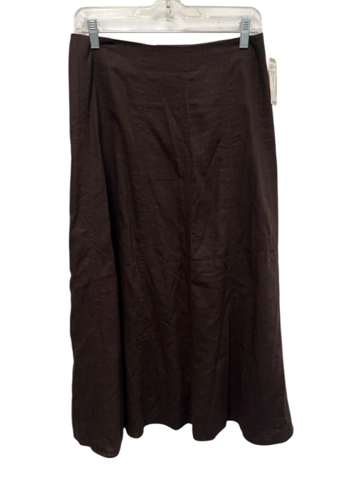 ME+EM Size 6 Brown Linen Blend Paneled Back Zip Midi Skirt Brown / 6