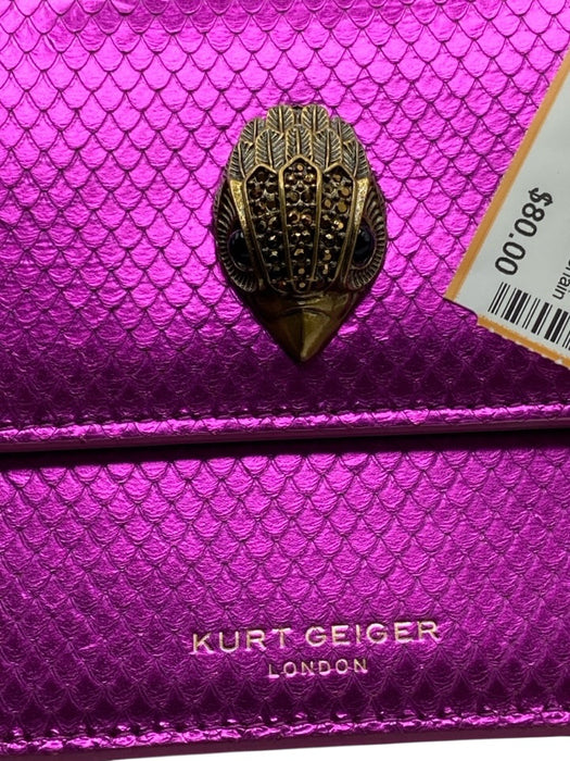 Kurt Geiger magenta pink & brass Leather Metallic Snake Embossed Chain Strap Bag magenta pink & brass / S