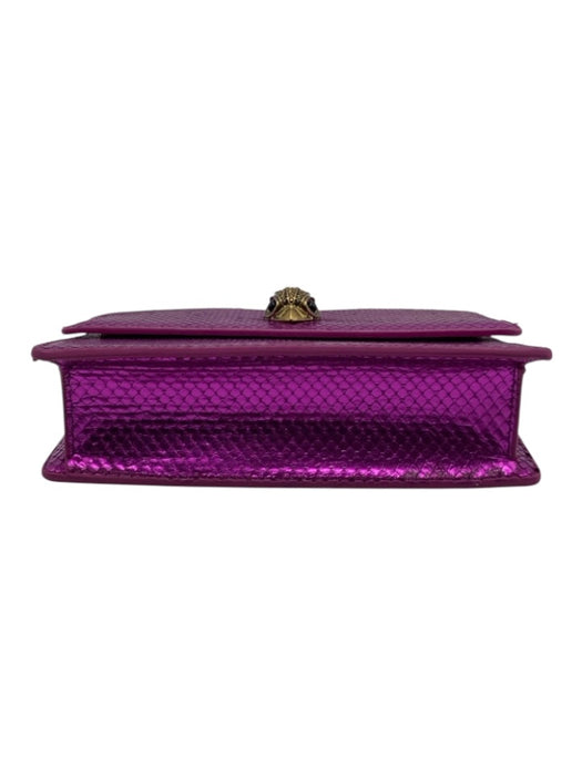 Kurt Geiger magenta pink & brass Leather Metallic Snake Embossed Chain Strap Bag magenta pink & brass / S